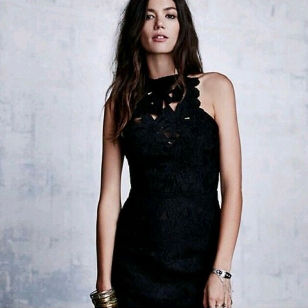 Free People x Saylor 'Jessa' Lace Mini Dress - Black - Sz M